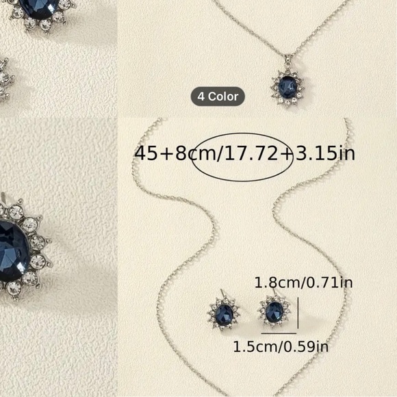 4 pc set necklace/pendant/earrings brand new cubic zirconia silver - Picture 3 of 4